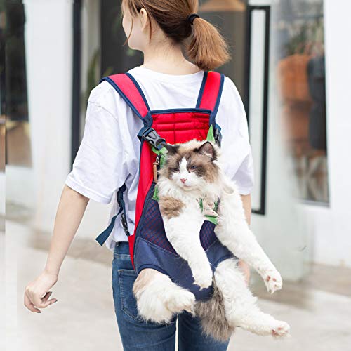 Lifeunion Legs Out Dog Carrier Backpack Hands-Free Adjustable Pet Travel Carrier for Small Medium Dogs Cats Motorcycle Hiking Walking (Green+Blue) - color: Green+Blue
