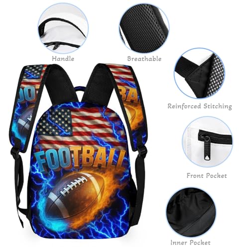Football Backpack Set for Kids,School Bookbag with Lunch Box and Pencil Pouch Bag(Football1) - color: Football1