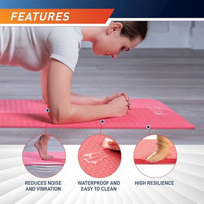Circuit Fitness by Marcy Non-Slip Multi-Purpose Exercise Yoga Mats with Carrying Strap Multi-Thickness, Multi-Color Options - color: Sakura Pink, size: 1/4-inch