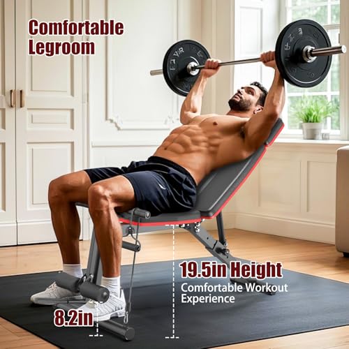 XDDIAS Adjustable Weight Bench, Workout Bench with Leg Extension and Preacher Curl Pad, Weight Bench for Home Gym, Foldable Exercise Bench, Quick Adjustment Incline Bench Press - color: Black A
