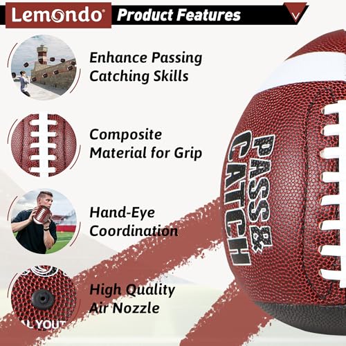 PassCatch Training Football, Enhance Passing Catching Skills, Official & Youth Size(with Pump) - style: Brown 9#(Ages 14+)
