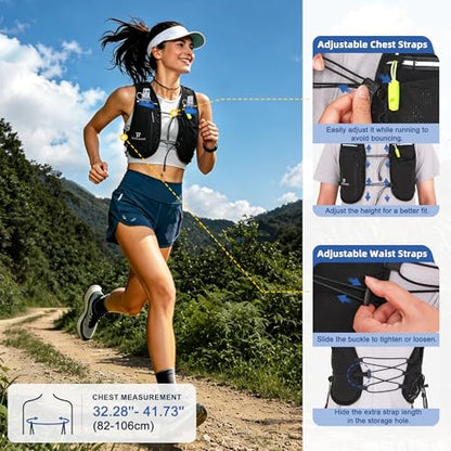 BECOJADDE 5L Running Vest for Women, Hydration Backpack Lightweight & Breathable for Trail Running, Marathon, Hiking, Cycling - color: Black