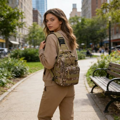 Viriber Tactical Backpack, Waterproof Military Cross-body Molle Sling Shoulder Backpack Chest Bag for Outdoor Every Day Carry Khaki CP - color: Khaki Cp