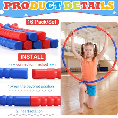 Vinsot Toy Hoop Detachable Plastic Hoops Exercise Equipment Toy Adjustable Rings for Sports Party Game Dance Pet Training - color: Red,Blue