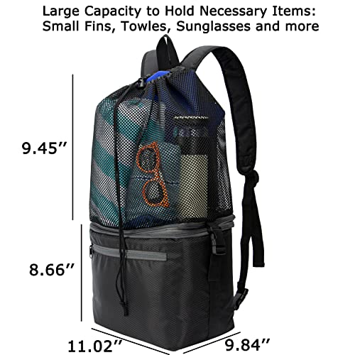 Mesh Beach Backpack Bag with Cooler Bottom, Mesh Beach Backpack for Summer Camping Vacation