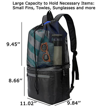 Mesh Beach Backpack Bag with Cooler Bottom, Mesh Beach Backpack for Summer Camping Vacation