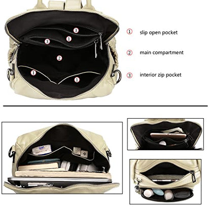 Uromee Travel Backpack Purse for Women Vegan Leather Ladies Fashion Tassel Shoulder Bag Convertible - color: 0243 White