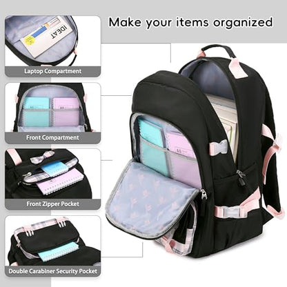 Hey Yoo Cute School Backpack for Girls Backpack for School Bag Bookbag Teen Girl Backpacks for Girls Teens (Black) - color: Black