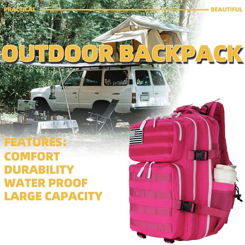 Military 45L Tactical Assault Backpack 3 day assault pack with Molle Waterproof backpack Rucksack for Tactical Backpacks - color: Pink