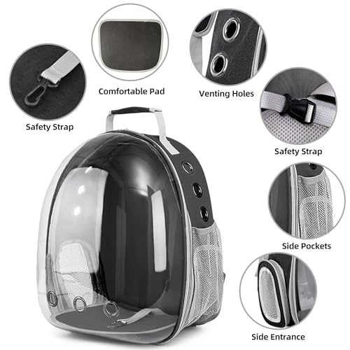 Pet Backpack Carrier,Bubble Backpack Cat Carrier,Pets and Small Dogs,Space Capsule Pet Carrier for Traveling, Walking, Hiking and Outdoor Activities (Black) - color: Black