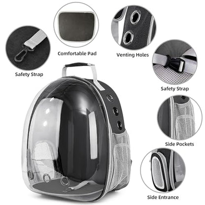 Pet Backpack Carrier,Bubble Backpack Cat Carrier,Pets and Small Dogs,Space Capsule Pet Carrier for Traveling, Walking, Hiking and Outdoor Activities (Black) - color: Black