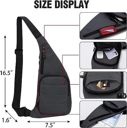 Peicees Water-resist Sling Bag Crossbody Bag for Men Slim Chest Backpack Man Purse Small Shoulder Bag for Travel Hiking - color: Z-black