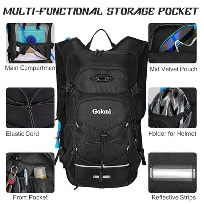 Hydration Backpack,Lightweight Hiking Backpack with 2L Water Bladder,Water Backpack for Biking, Running, Festival