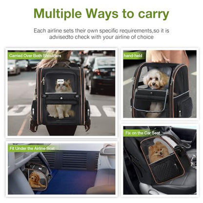 Large Cat Backpack Carrier Expandable Pet Carrier Backpack for Small Dogs Medium Cats Fit Up to 18 Lbs, Dog Backpack Carrier, Foldable Puppy Backpack Carrier for Travel,Black - color: Black