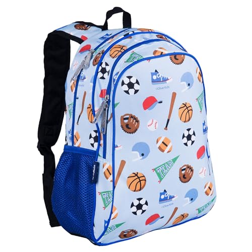 Wildkin 15 Inch Backpack for Boys/Girls, Game On | Ages 5-10, padded straps, side water bottle pocket, coordinates with matching Wildkin lunch box and water bottle. - color: Game on