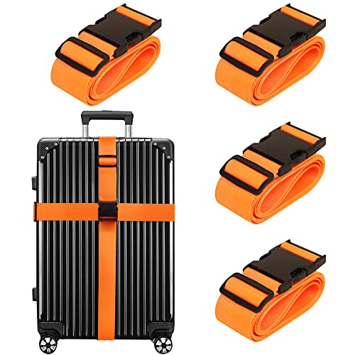 Luggage Straps for Suitcases TSA Approved Travel Belt 4 Pack by Chelmon(Orange) - color: Orange