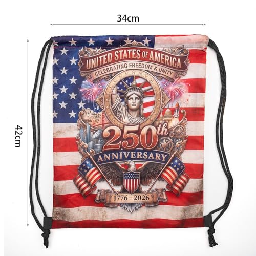 American Flags 250 Aniversary Drawstring Backpack, Lightweight Cinch String Sports Sackpack for Men & Women,pack of 2 - color: 250th Anniversary-02