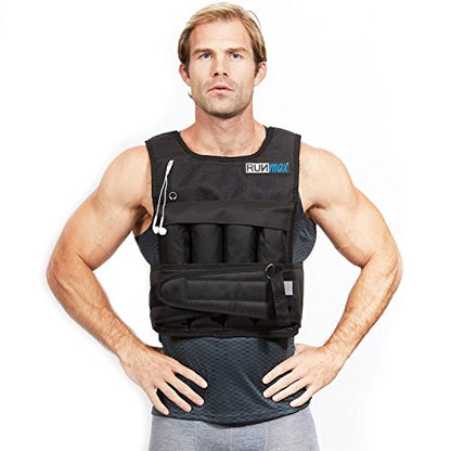 RUNmax Pro Weighted Vest 12lbs/ 20lbs/ 40lbs/ 50lbs/ 60lbs with Shoulder Pads Option - size: 12 lb, style: SHORT WITH SHOULDER PADS