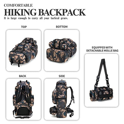 100L Camping Hiking Backpack,Molle military Tactical rucksack backpack,Waterproof Lightweight Hiking Backpack - color: Bluecp