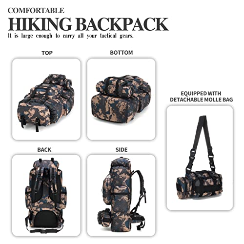 100L Camping Hiking Backpack,Molle military Tactical rucksack backpack,Waterproof Lightweight Hiking Backpack - color: Bluecp