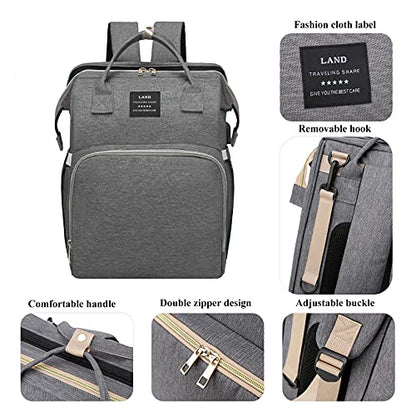 ANWTOTU Baby Diaper Bags with Changing Station,Waterproof Diaper Bag Backpack for Moms Dads with USB Charging Port,Large Capacity Multifunctional Baby Essentials(Grey) - color: Grey