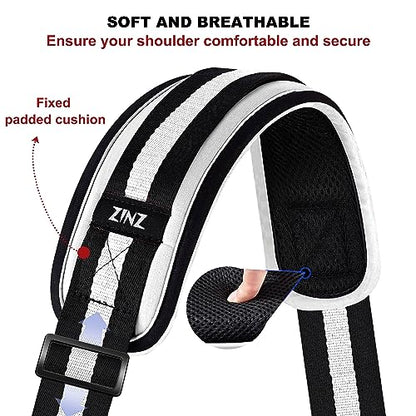 ZINMARK Shoulder Strap 59 inch, Extra-Thick Fixed Cushion Pad and Dual Clasps Universal Replacement Strap for Bags, Camera, Crossbody，Lawn mower -Black White Black Stripe - color: Black White Black Stripe