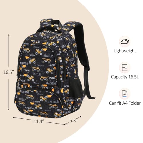 abshoo Lightweight Kids Backpack For Boys Bookbag (Excavator Black) | Multi-pocket,Front chest buckle,Reflective strip, Breathable widened strap, Elementary Kindergarten School Bags - color: Excavator Black