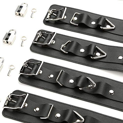 2026 Upgraded Heavy Duty Expandable Spreader Bar – Adjustable PU Straps for Pilates, Yoga - style: Black+Black