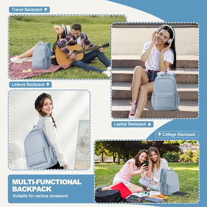 Lightweight Backpack for Women Men Laptop Travel Work Casual Daypack College Bags Cute Aesthetic Travel Backpack Casual Personal item Bag Blue - color: Blue