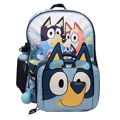 AI ACCESSORY INNOVATIONS Bluey 4 Piece Backpack Set for Pre School Girls & Boys, Kids 16" School Bag - color: Bluey