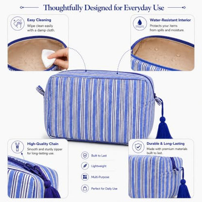 Huar Travel Makeup Bag- Large Capacity Cosmetic Bags for Women - color: Blue