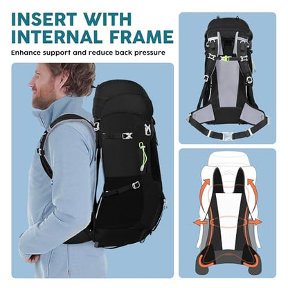 N NEVO RHINO Internal Frame Hiking Backpack 50/60/65/70/80L, Mountain Climbing Camping Backpack Daypack Waterproof Rain Cover | Mountain Climbing - color: 02 Black, size: 45+5L