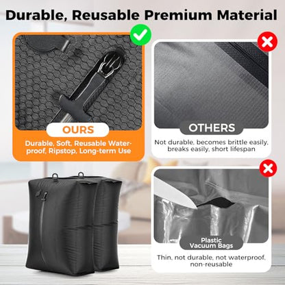 HONKID Travel Vacuum Bags with Pump 25L Compression Packing Cubes for Carry On Suitcases Backpack Luggage Odor & Waterproof Anti-Rip Reusable Vacuum Seal Bags for Clothing Travel Essentials - 3 Pack