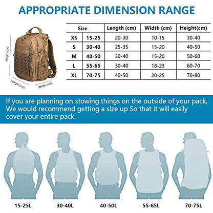 Waterproof Backpack Rain Cover(15-75L),Portable Anti Slip Rain Cover for Backpack,Cross Buckle Straps,Outdoor Anti-tear Backpack Raincover for Camping Hiking Biking Hunting Traveling