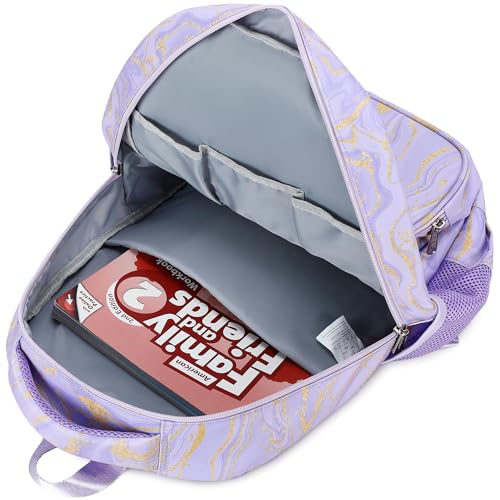 abshoo Marble Lightweight Kids Backpack For School Girls Elementary Kindergarten Bookbag School Bags (Marble Purple) - color: Marble Purple