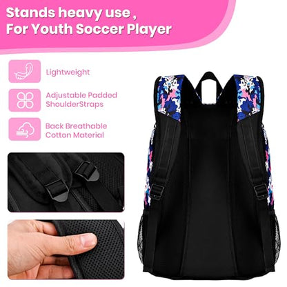 Hsmihair Soccer Bag-Soccer Backpack&Backpack for & Football Volleyball & Basketball,with Ball Compartment and Separate Cleat - color: PinkCamo