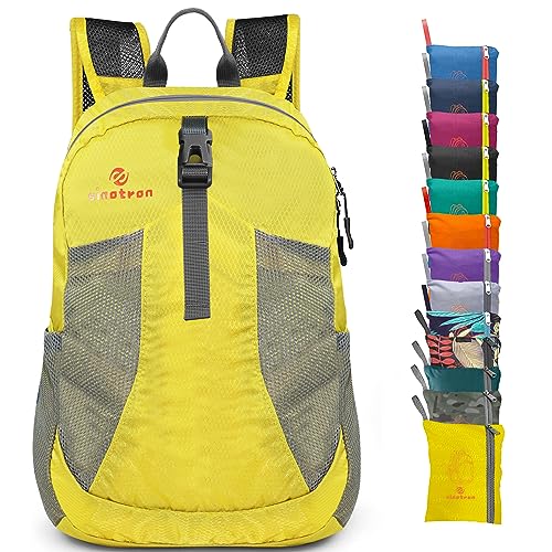 sinotron 22L Lightweight Packable Hiking Backpack, Small Hiking Backpack Day Pack for Women Men Travel Camping Vacation - color: Yellow