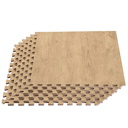 Forest Floor Farmhouse 3/8 Inch Thick Printed Foam Tiles, Premium Wood Grain Interlocking Foam Floor Mats, Anti-Fatigue Flooring – Stylish Flooring Solution - color: Buttered Walnut Light Brown, style: 100 Square Feet (25 Tiles)