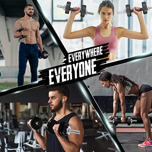 Yes4All Threaded Dumbbell Handles, Adjustable Dumbbell Bar Pair, 14/16/18/24-Inch Sizes, Fits 1" or 1.15" Plates, Non-Slip Grip, Secure Star-Lock Collars - color: 16" - Chrome & Rubber - Silver, size: 1 inch