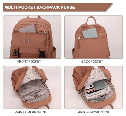 Backpack Purse for Women Small Backpack Nylon Travel Backpack - color: Brown