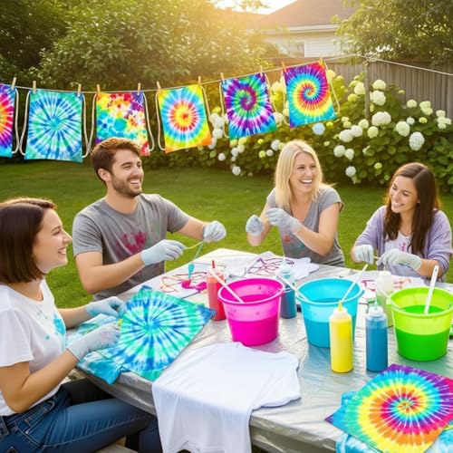 Saintrygo 12/6 Pcs Cotton Tie Dye Drawstring Bags - color: White
