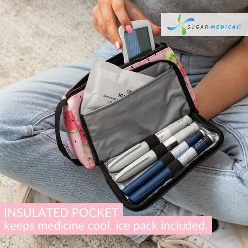 Sugar Medical Insulated Insulin Pen Case Organizer with Ice Pack - color: Watermelon