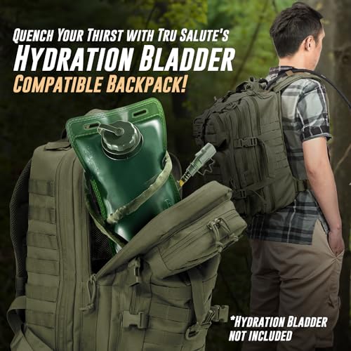 Tru Salute 45L Military Tactical Backpack Large Army 3 Day Assault Pack Molle Bug out Bag Rucksack (Amy Green) - color: Amy Green