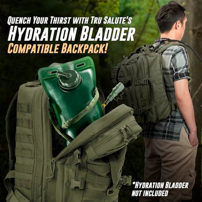 Tru Salute 45L Military Tactical Backpack Large Army 3 Day Assault Pack Molle Bug out Bag Rucksack (Amy Green) - color: Amy Green