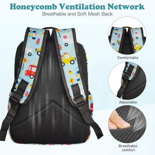 Kids Backpack for Girls Boys - 15 Inch Cute Cars Little Kids Backpack Waterresistant Toddler Preschool Kindergarten School Bag for Aged 3-8, Light Blue - color: Light Blue