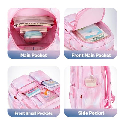 Lanola Girls Backpack, Kawaii Cute Kids Backpack for Teen Students Lightweight Water Resistant BookBag for Elementary Primary School - Blue - color: Blue