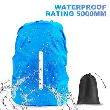 LAMA 2pcs Waterproof Rain Cover for Backpack, Reflective Rainproof Protector for Anti-dust and Anti-Theft M 30L-40L Black