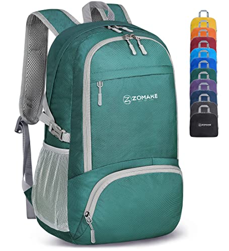 ZOMAKE Lightweight Packable Backpack 30L, Foldable Hiking Backpacks Water Resistant Compact Folding Daypack for Travel(Dark Green) - color: Dark Green