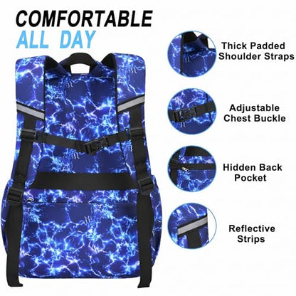3PCS Kids Backpack Set, School Backpack with Lunch Bag & Pencil Case, Lightweight Waterproof Bookbag for Kids (Gamer Blue) - color: Gamer Blue