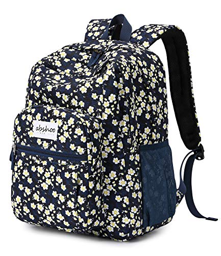 abshoo Classical Basic Womens Floral School Backpack For College Teen Girls Water Resistant Bookbag (Floral Navy) - color: Floral Navy, size: 16.5 Inc